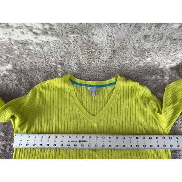 JC Penny Size XL Linen Blend Ribbed Colorblock 2 Tone Sweater Yellow Blue - Picture 4 of 8